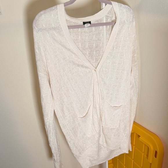 J. Crew Sweaters - J. Crew Cream Linen Knit V-Neck Sweater